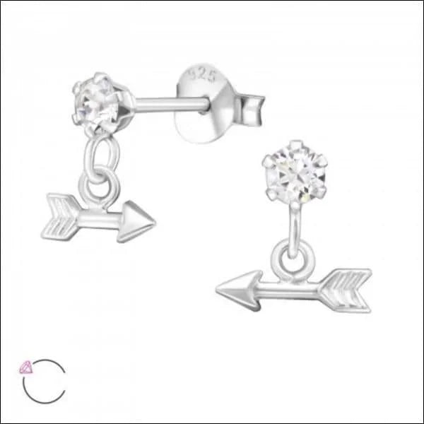 Oorbellen &acirc;&euro;&ldquo; Zilver Hanger Pijl Kristal (9x10mm) -