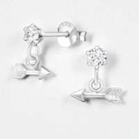Oorbellen &acirc;&euro;&ldquo; Zilver Hanger Pijl Kristal (9x10mm) -