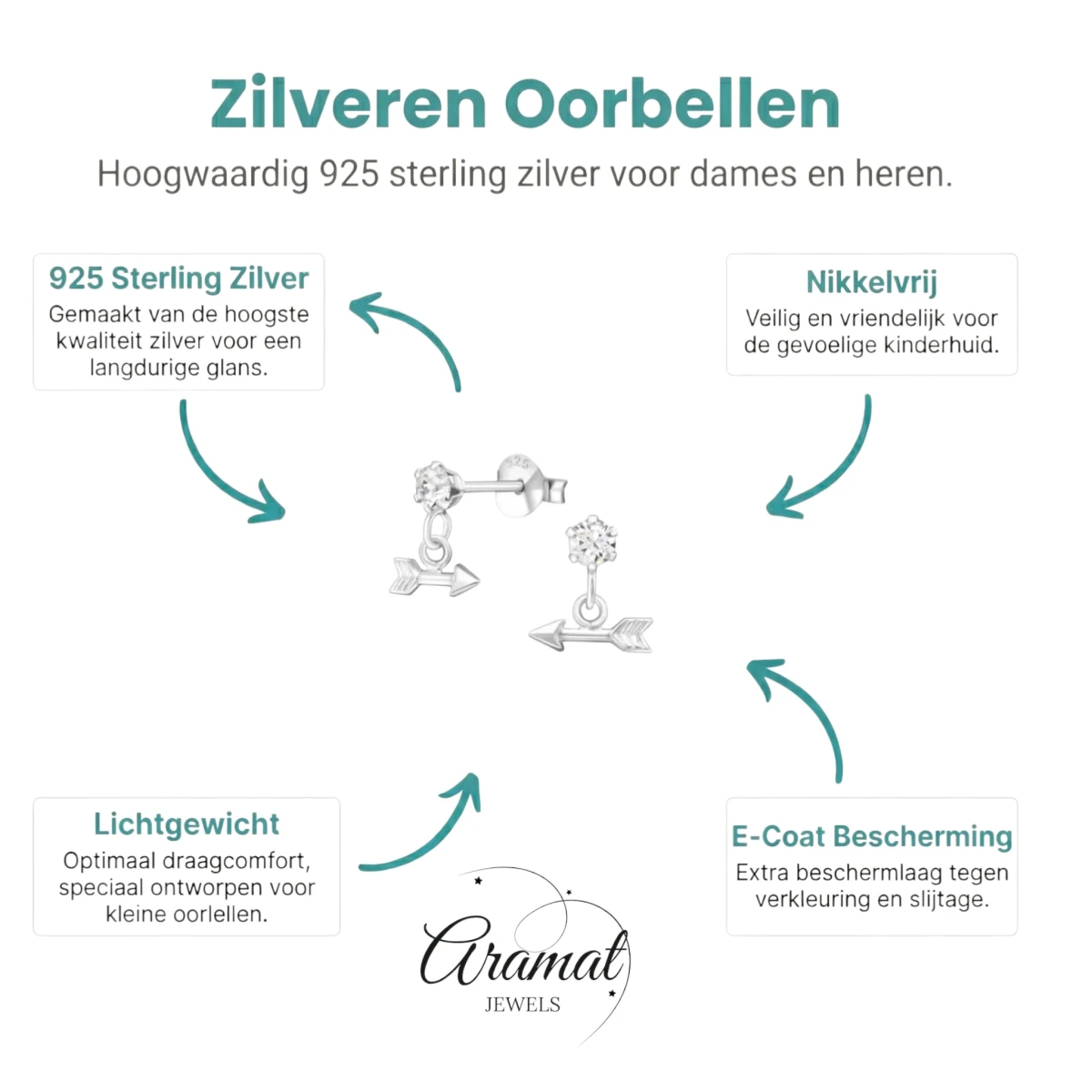 Oorbellen &acirc;&euro;&ldquo; Zilver Hanger Pijl Kristal (9x10mm) -