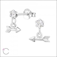 Oorbellen &acirc;&euro;&ldquo; Zilver Hanger Pijl Kristal (9x10mm) -