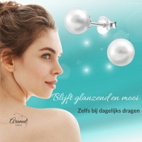 Zilveren Parel Oorbellen wit -