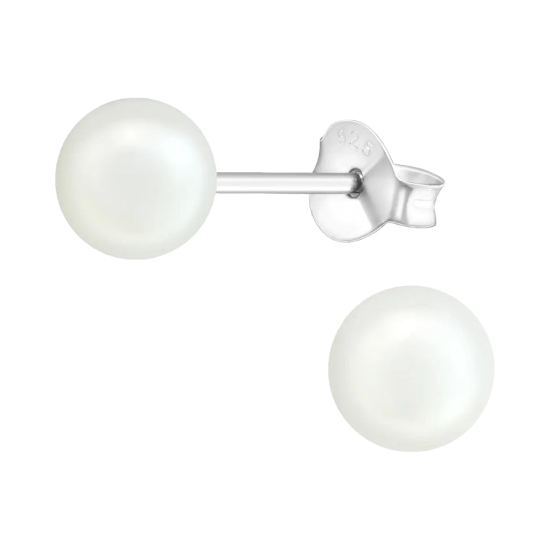 Parel oorbellen 925 zilver &acirc;&euro;&ldquo; 6mm wit -