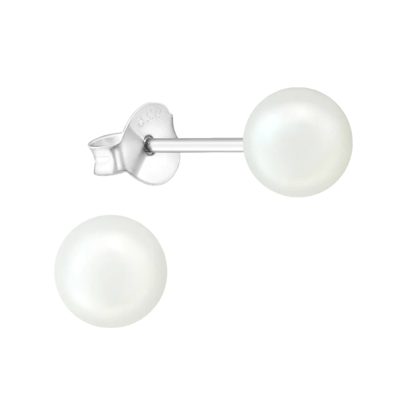 Parel oorbellen 925 zilver &acirc;&euro;&ldquo; 6mm wit -