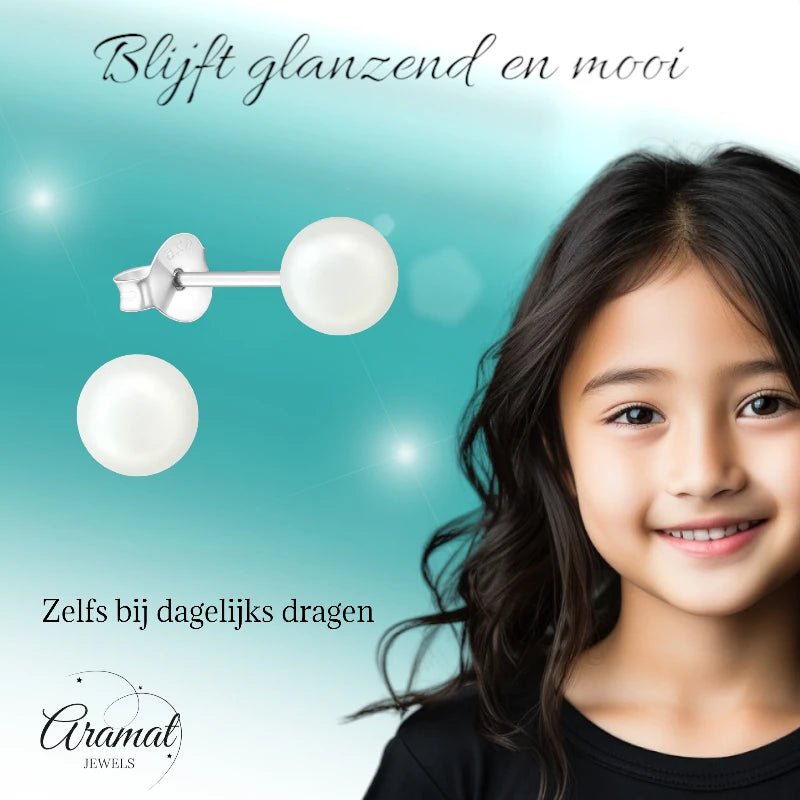 Parel oorbellen 925 zilver &acirc;&euro;&ldquo; 6mm wit -