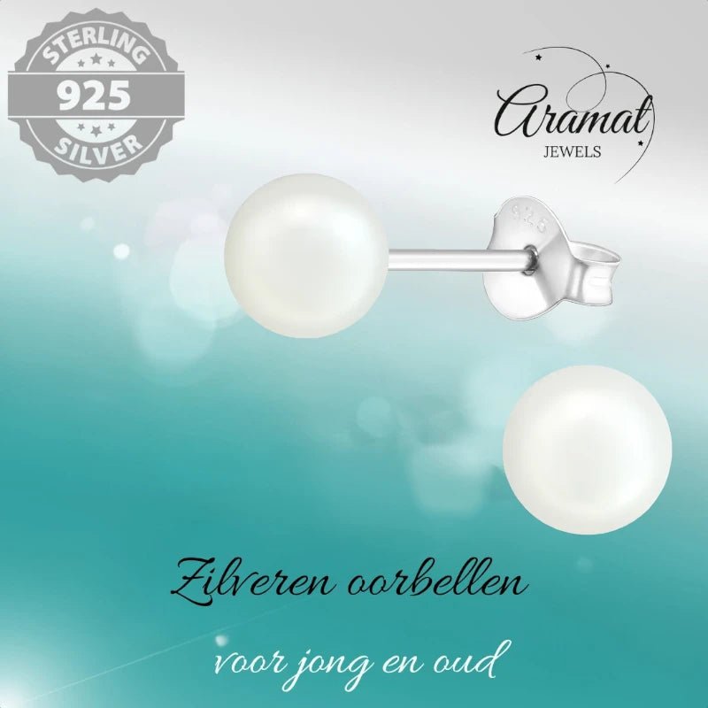 Parel oorbellen 925 zilver &acirc;&euro;&ldquo; 6mm wit -