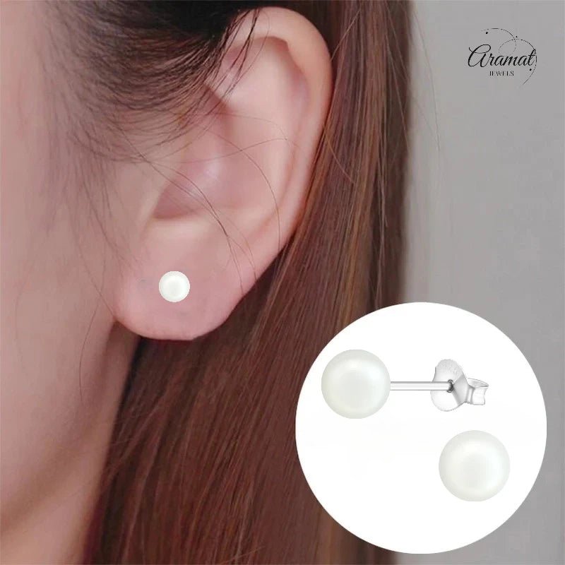 Parel oorbellen 925 zilver &acirc;&euro;&ldquo; 6mm wit -