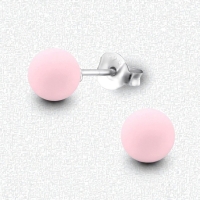 Zilveren Parel Oorbellen - Mat Poeder Roze - 8mm -