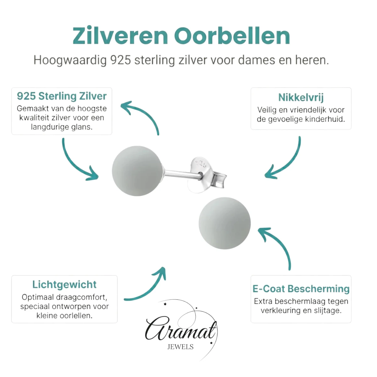 Lichtgrijze Zilveren Parel Oorbellen -