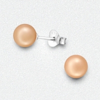 Zilveren Pareloorbellen - Licht Zalmkleurig - 6mm -