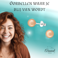 Zilveren Pareloorbellen - Licht Zalmkleurig - 6mm -