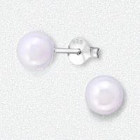 Zilveren pareloorbellen glossy paars -