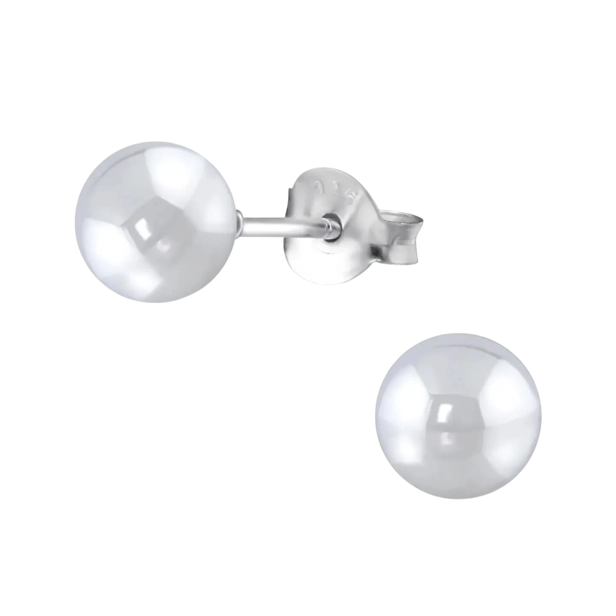 Oorbellen &acirc;&euro;&ldquo; Zilver Parel Lichtgrijs (6mm) -