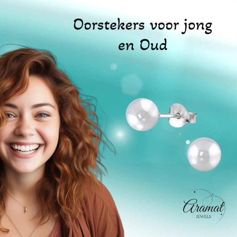 Oorbellen &acirc;&euro;&ldquo; Zilver Parel Lichtgrijs (6mm) -