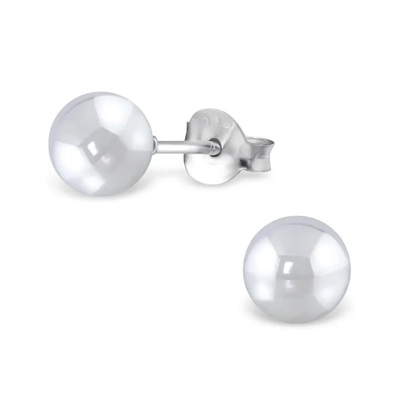 Oorbellen &acirc;&euro;&ldquo; Zilver Parel Lichtgrijs (6mm) -