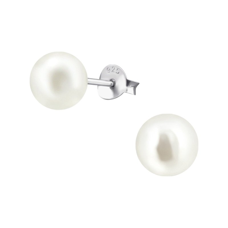Luxe Cr&Atilde;&uml;mekleurige Pareloorbellen 7mm -