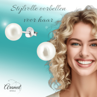 Luxe Cr&Atilde;&uml;mekleurige Pareloorbellen 7mm -