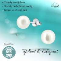 Luxe Cr&Atilde;&uml;mekleurige Pareloorbellen 7mm -