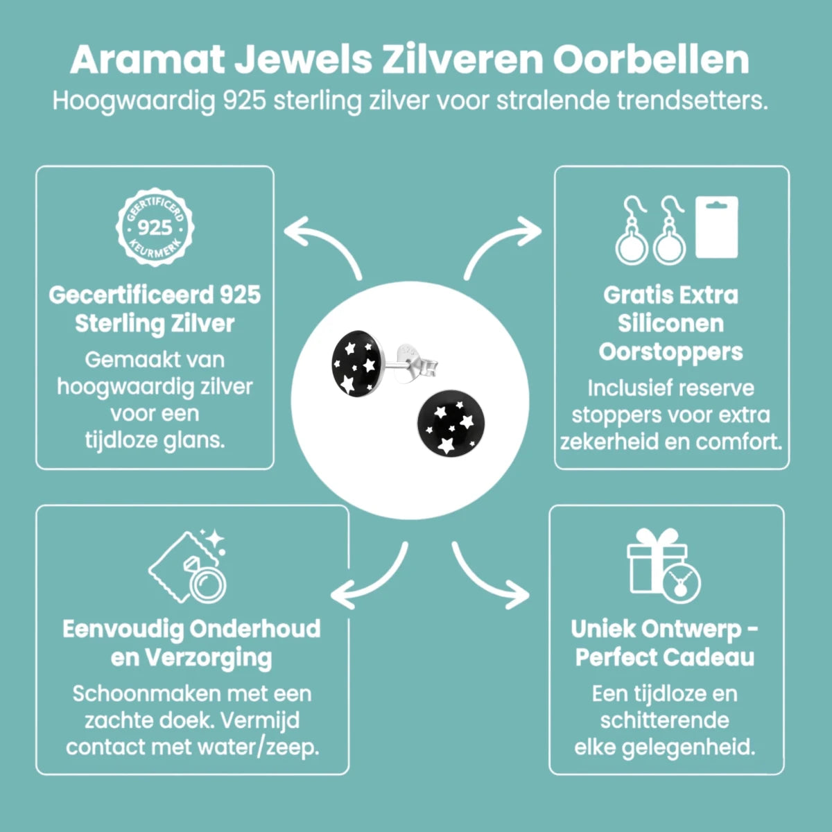 Zilveren Sterren Oorbellen - zilver en acryl -