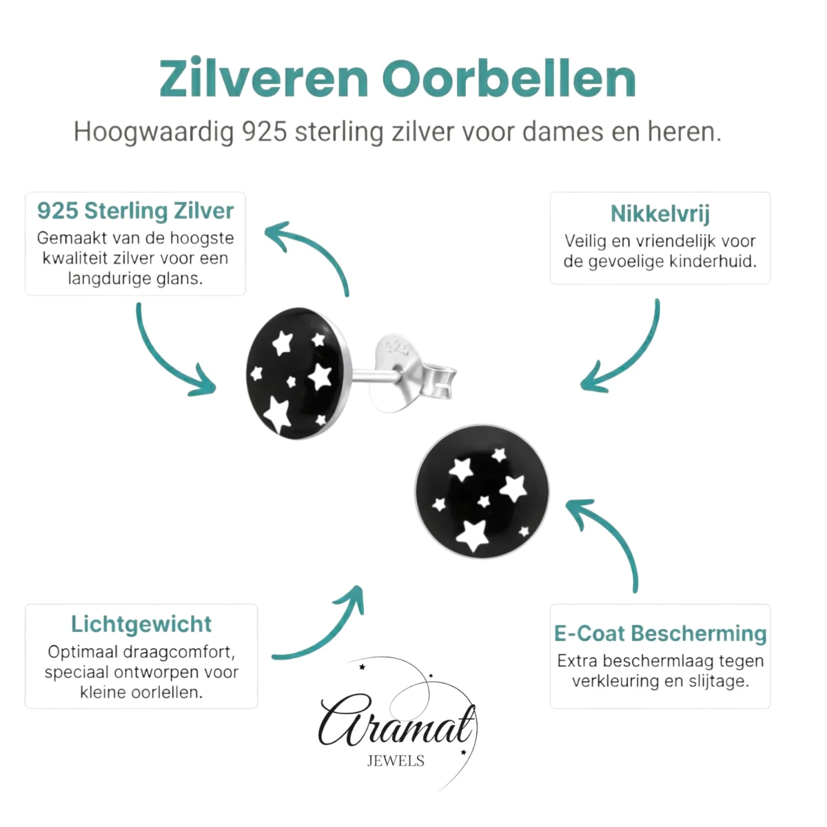 Zilveren Sterren Oorbellen - zilver en acryl -