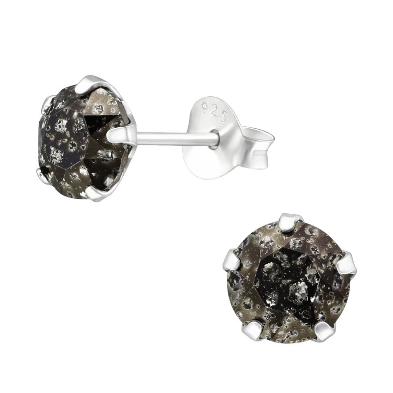 Zwarte Kristal Oorbellen 925 Zilver &acirc;&euro;&ldquo; 6mm Black Diamond - Heren