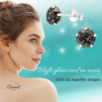 Zwarte Kristal Oorbellen 925 Zilver &acirc;&euro;&ldquo; 6mm Black Diamond - Heren