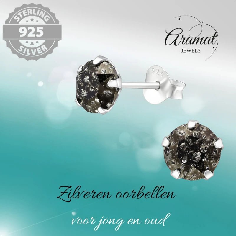 Zwarte Kristal Oorbellen 925 Zilver &acirc;&euro;&ldquo; 6mm Black Diamond - Heren