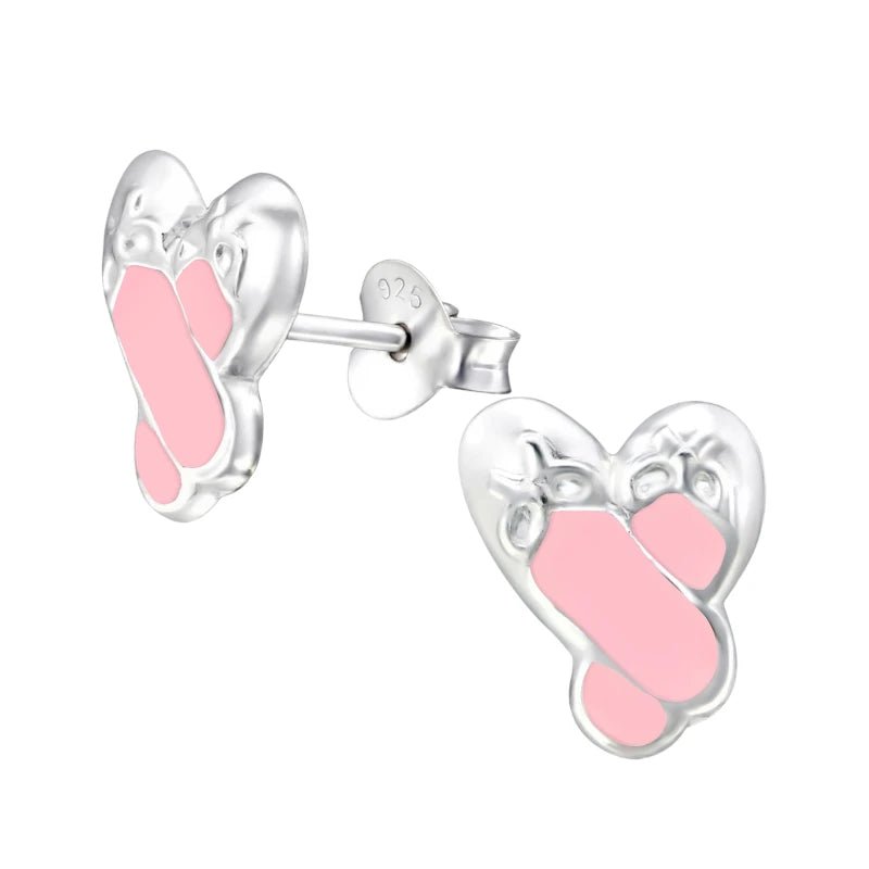 Zilveren Balletschoen Oorbellen &acirc;&euro;&ldquo; 925 Zilver & Roze Emaille -