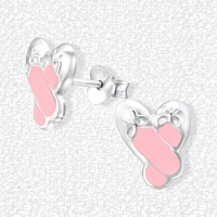 Zilveren Balletschoen Oorbellen &acirc;&euro;&ldquo; 925 Zilver & Roze Emaille -