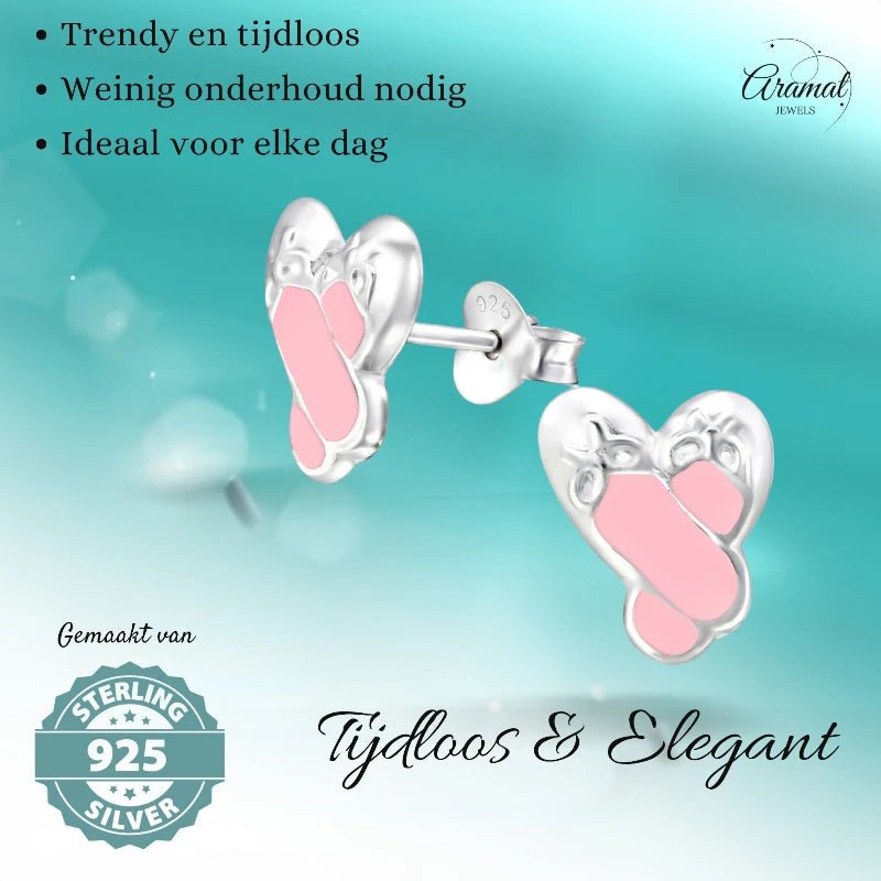 Zilveren Balletschoen Oorbellen &acirc;&euro;&ldquo; 925 Zilver & Roze Emaille -