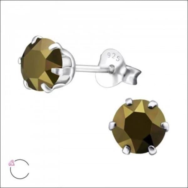 Bruine Kristal Oorbellen zilver -