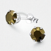 Bruine Kristal Oorbellen zilver -
