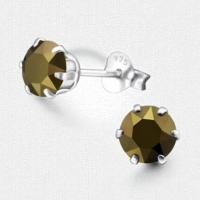 Bruine Kristal Oorbellen zilver -