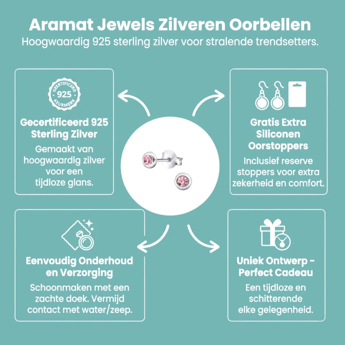 Lichtroze Kristallen Oorbellen meisje -