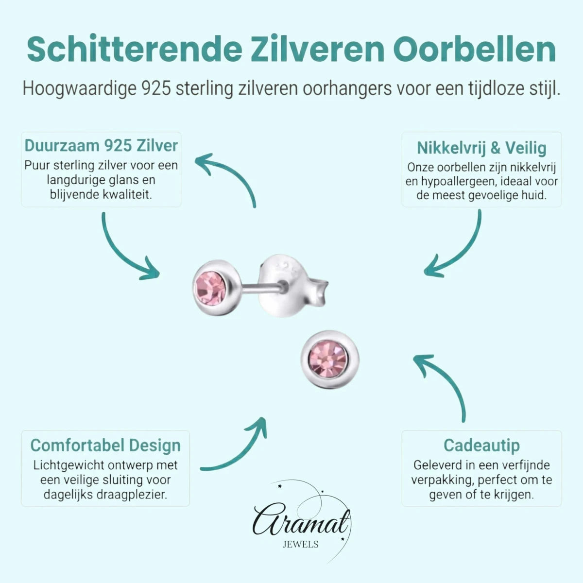 Lichtroze Kristallen Oorbellen meisje -