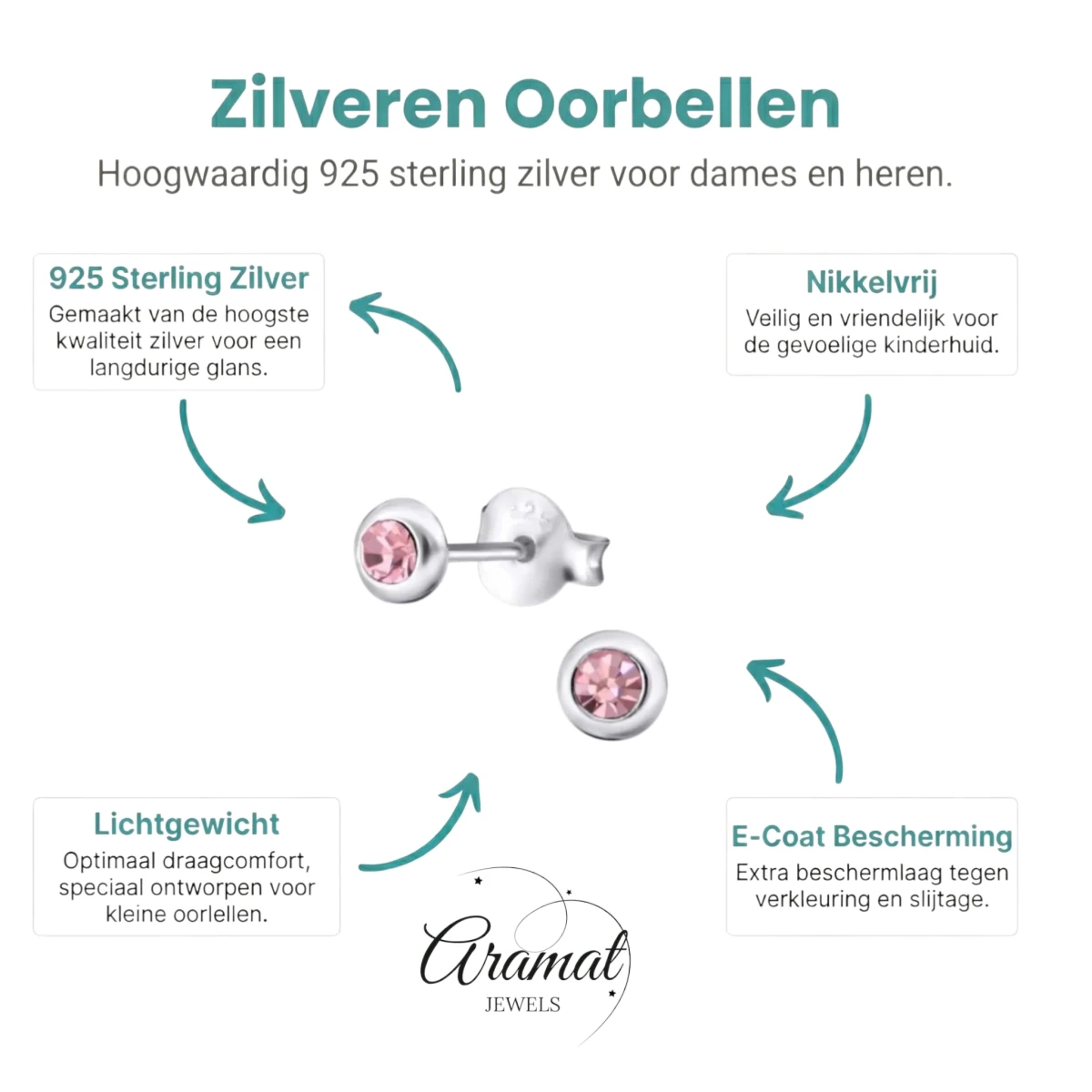 Lichtroze Kristallen Oorbellen meisje -