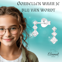 Prachtige Zilveren Kinder Oorbellen met Kristallen - Unisex
