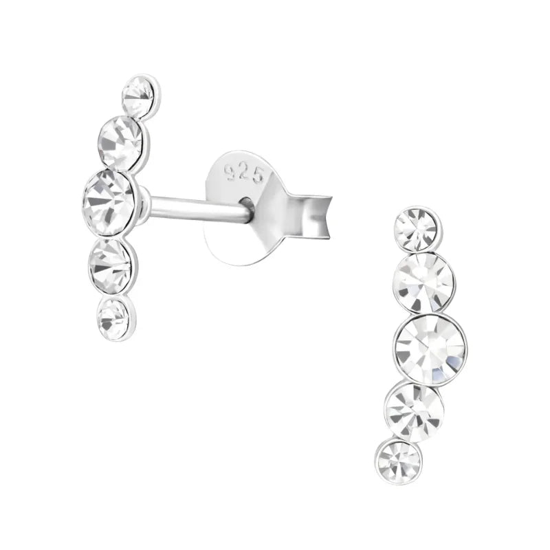 Glinsterende zilveren Oorbellen met 10x3mm Kristal -