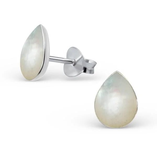 Zilveren Druppel Oorbellen - Schelp Sieraden - Schelp-Zwart-8x6mm -