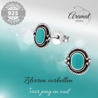 Groene Bali Oorbellen - Zilveren Oorstekers - Dames