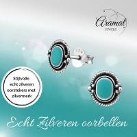 Groene Bali Oorbellen - Zilveren Oorstekers - Dames