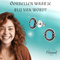 Zilveren Bali Oorbellen - Ovaal Blauw 8mm -