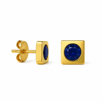 Vierkante oorbellen met donkerblauwe zirkonia &acirc;&euro;&ldquo; 6 mm -