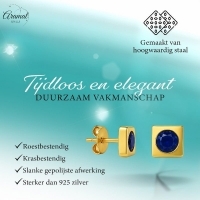 Vierkante oorbellen met donkerblauwe zirkonia &acirc;&euro;&ldquo; 6 mm -