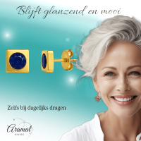 Vierkante oorbellen met donkerblauwe zirkonia &acirc;&euro;&ldquo; 6 mm -