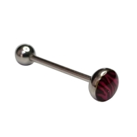 Stalen Tongpiercing Zebra Strepen - Zwart-roze -