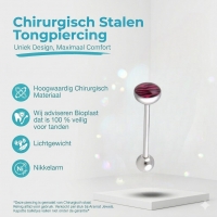 Stalen Tongpiercing Zebra Strepen - Zwart-roze -