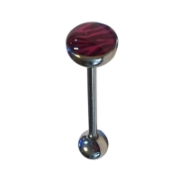 Stalen Tongpiercing Zebra Strepen - Zwart-roze -