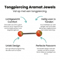 Stalen Tongpiercing Weedblad Groen Oranje -