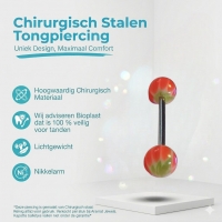 Stalen Tongpiercing Weedblad Groen Oranje -
