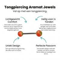 Stalen Tongpiercing Weedblad Groen Oranje -
